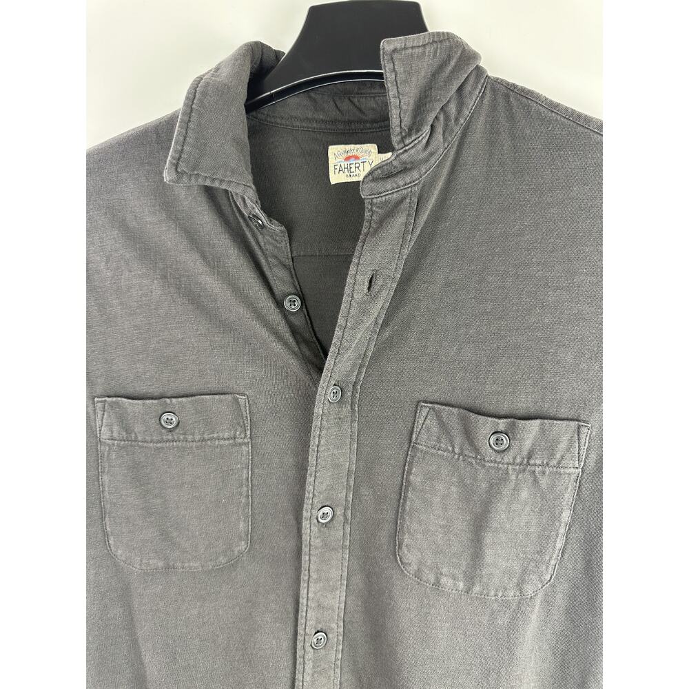 Faherty Short-Sleeve Sunwashed Knit Shirt Pocket Polo Button Front Cotton Medium - Picture 6 of 15